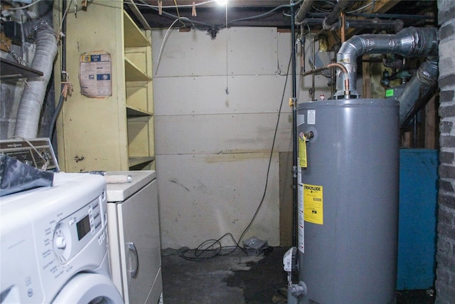 utilities with gas water heater and independent washer and dryer