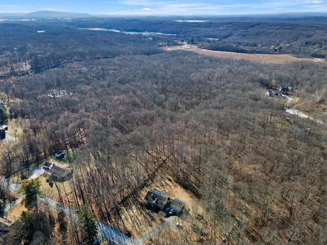 bird's eye view featuring a view of trees