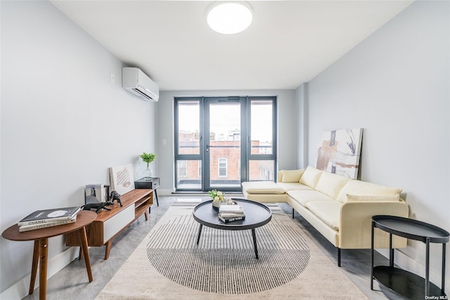 sitting room featuring a wall mounted air conditioner