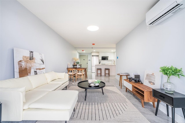 living room featuring a wall mounted air conditioner