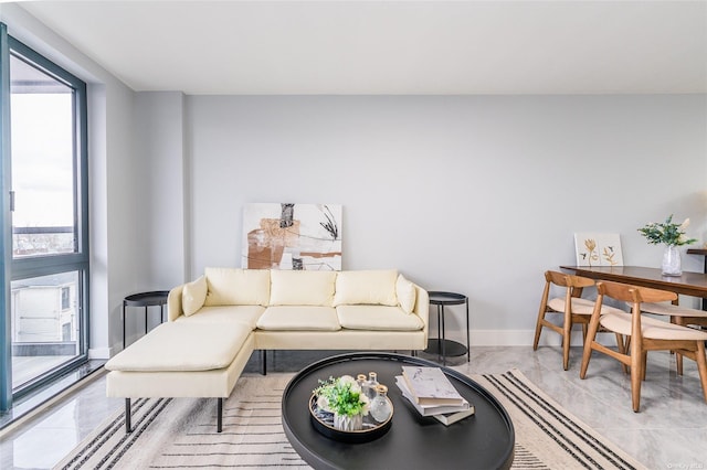 view of tiled living room