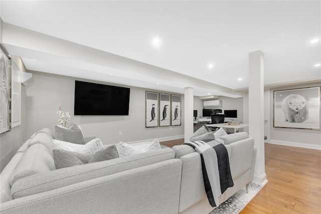 living room with light wood-type flooring