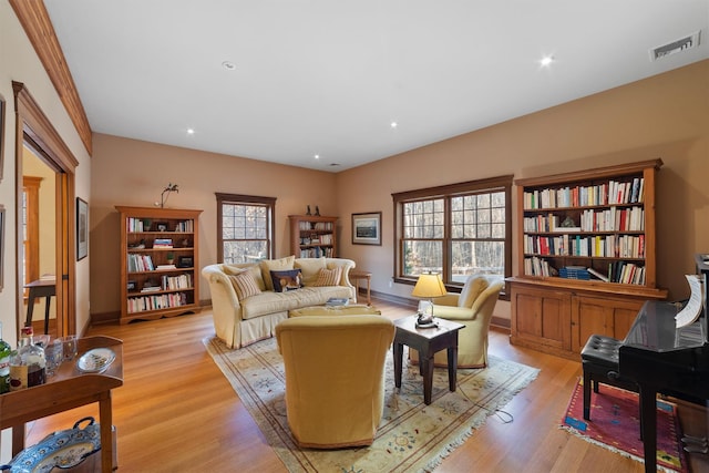 living room featuring light hardwood / wood-style flooring