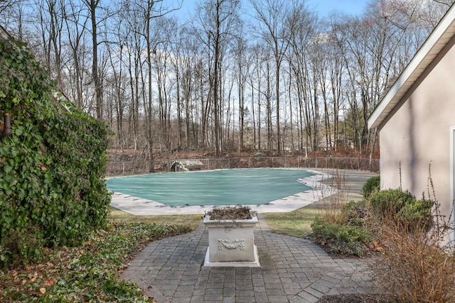 view of swimming pool featuring a patio area