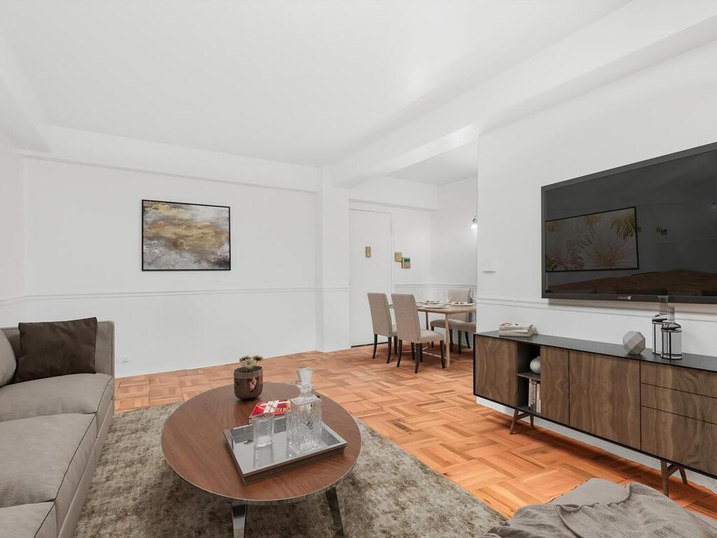 living room with light parquet flooring