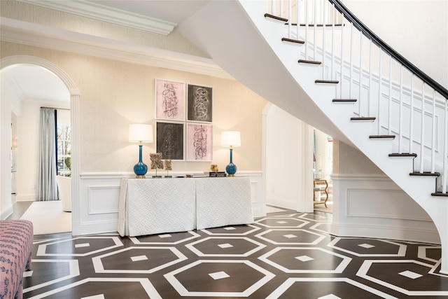 interior space with ornamental molding