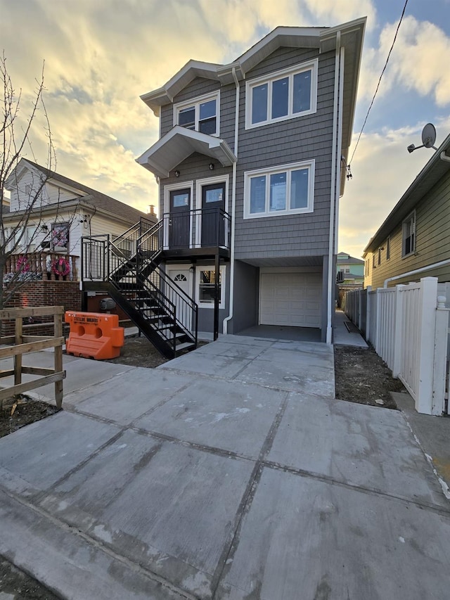 view of front property with a garage