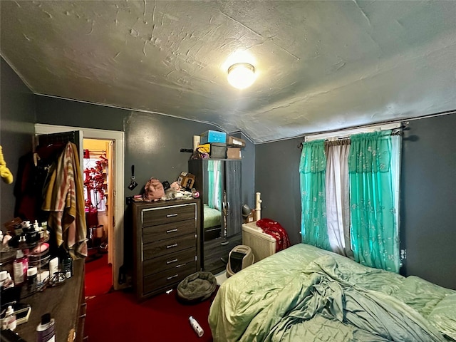 bedroom featuring vaulted ceiling