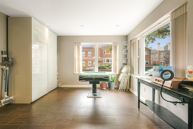 interior space with pool table and a wealth of natural light