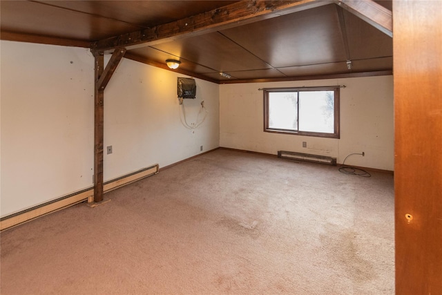 basement featuring carpet flooring