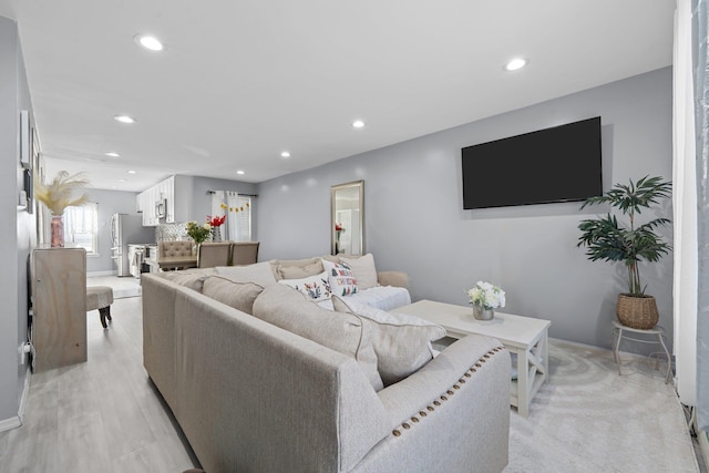 living room featuring light hardwood / wood-style floors