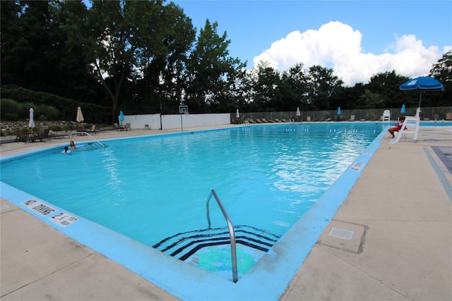 view of swimming pool with a patio