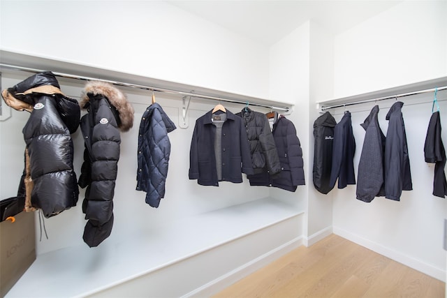 mudroom with hardwood / wood-style flooring