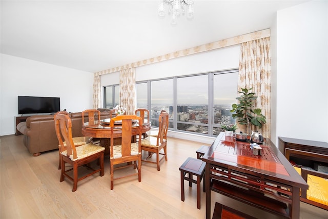 dining room with light wood-type flooring