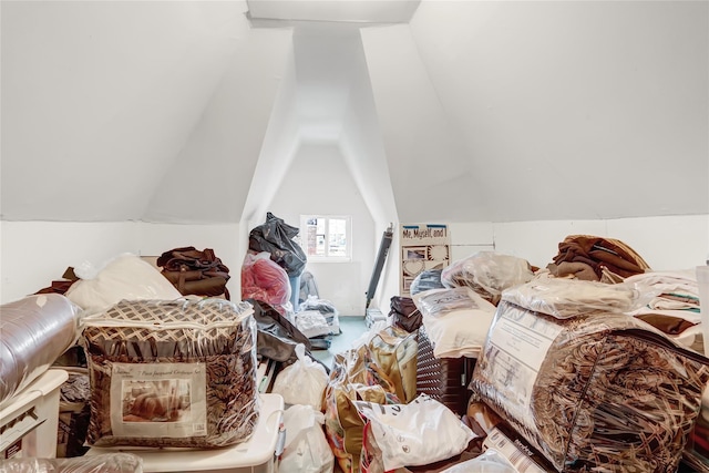 bedroom featuring lofted ceiling