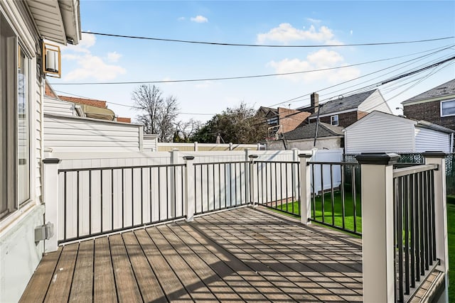 deck featuring a lawn