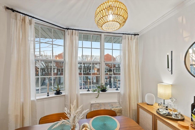 interior space featuring crown molding