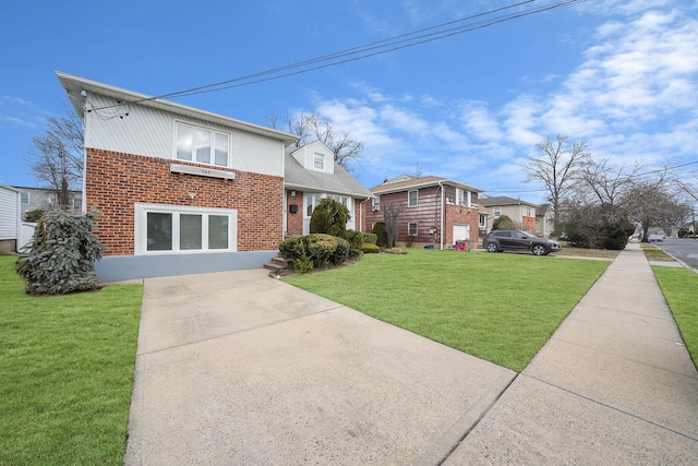 view of side of home with a yard