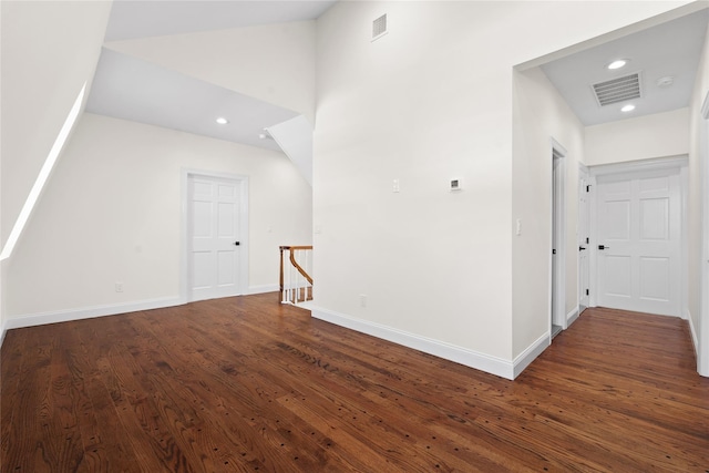 interior space with dark hardwood / wood-style floors