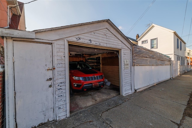 view of garage