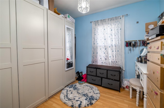 bedroom featuring light wood-type flooring