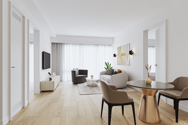 dining room with light hardwood / wood-style flooring