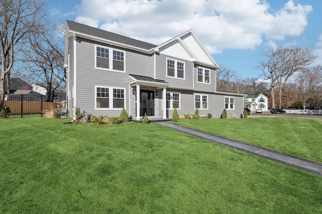 view of front of home with a front yard