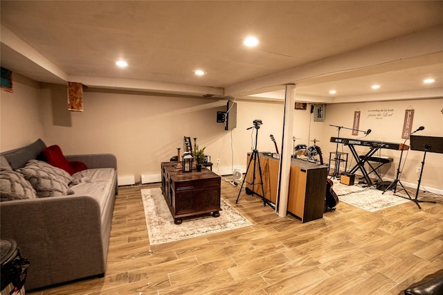 living room featuring light hardwood / wood-style floors