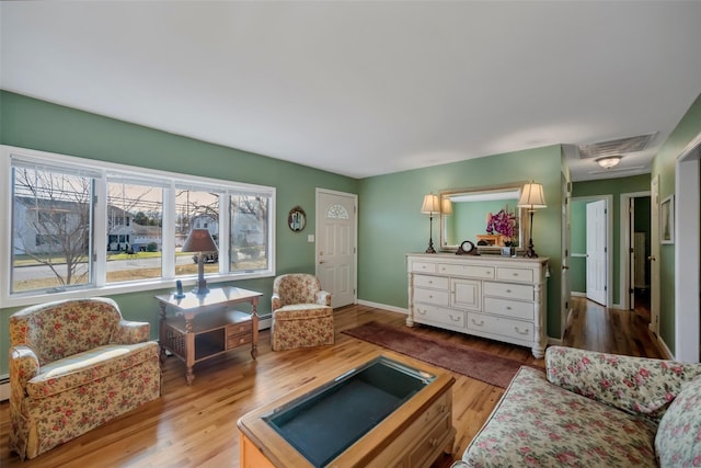 living room featuring light wood-type flooring