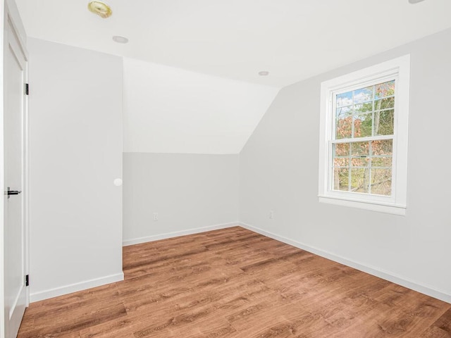 additional living space featuring lofted ceiling and wood-type flooring