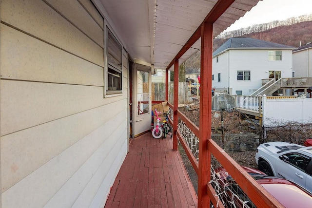 deck featuring a mountain view