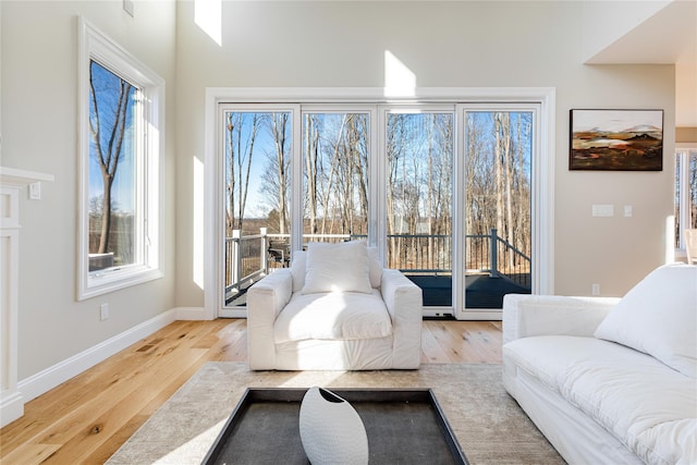 sitting room featuring light hardwood / wood-style flooring