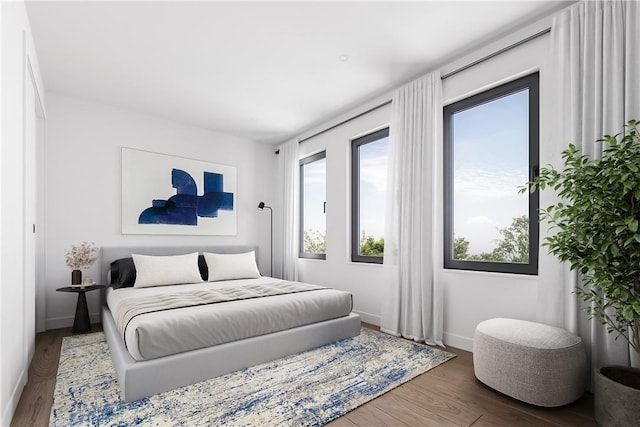 bedroom featuring dark hardwood / wood-style floors