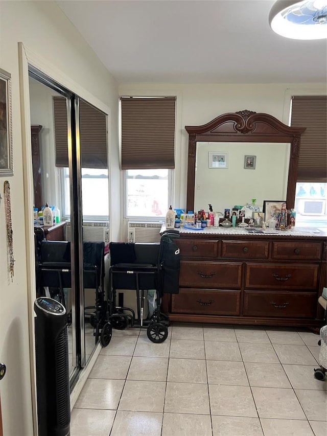 interior space featuring tile patterned flooring