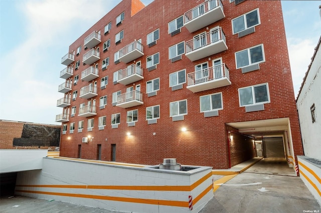 view of building exterior with a garage