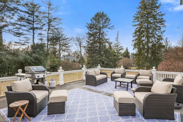 view of patio / terrace with area for grilling and an outdoor hangout area