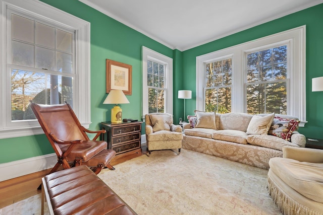 sitting room with wood-type flooring