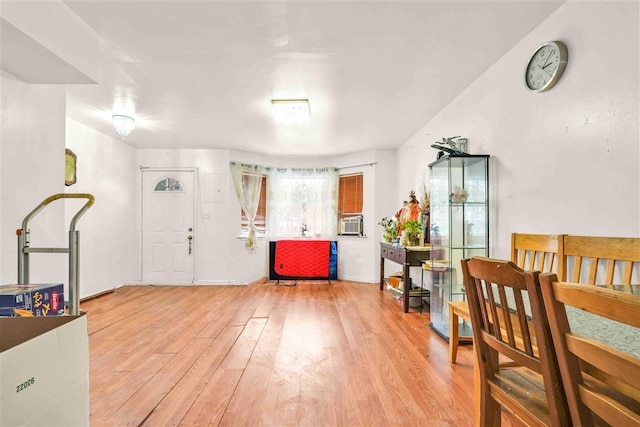 foyer featuring light hardwood / wood-style floors and cooling unit