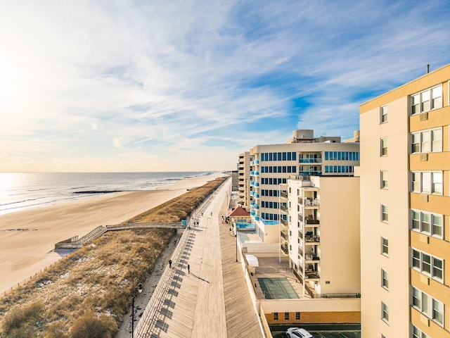 property view of water featuring a view of the beach