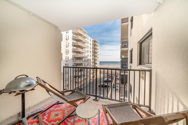 balcony with a water view