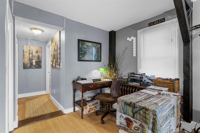 office space with hardwood / wood-style flooring