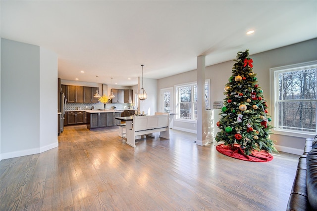 interior space with hardwood / wood-style floors