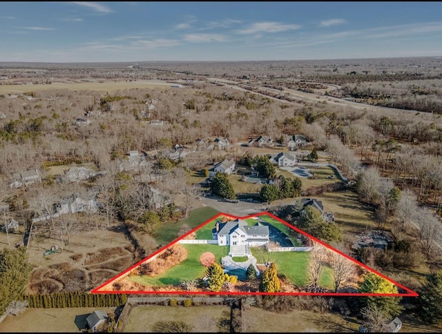 drone / aerial view with a rural view