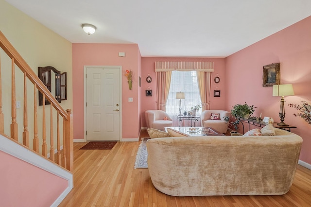 living room with hardwood / wood-style floors