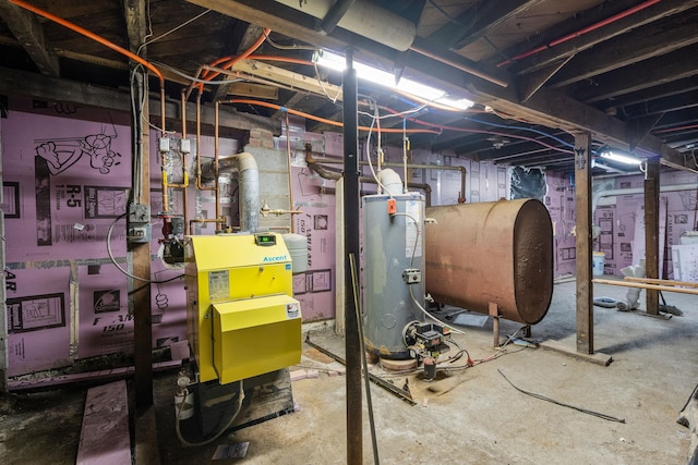 utility room featuring water heater