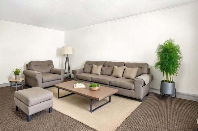 living room featuring carpet floors