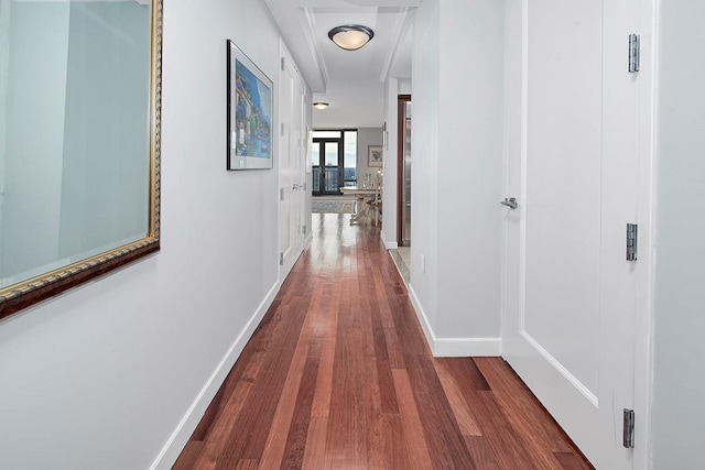 hall featuring dark hardwood / wood-style floors