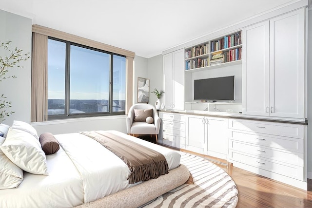 bedroom with light hardwood / wood-style floors