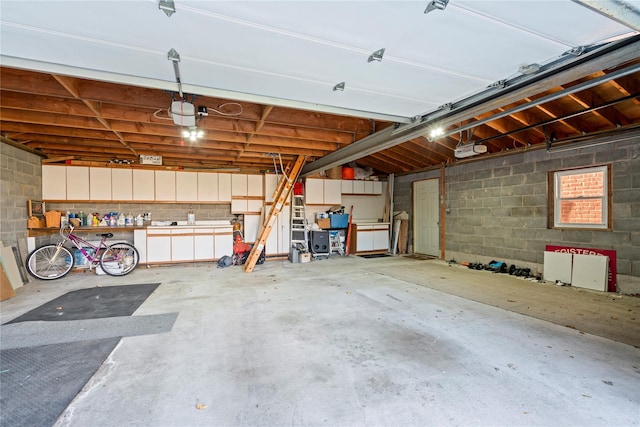 garage with a garage door opener