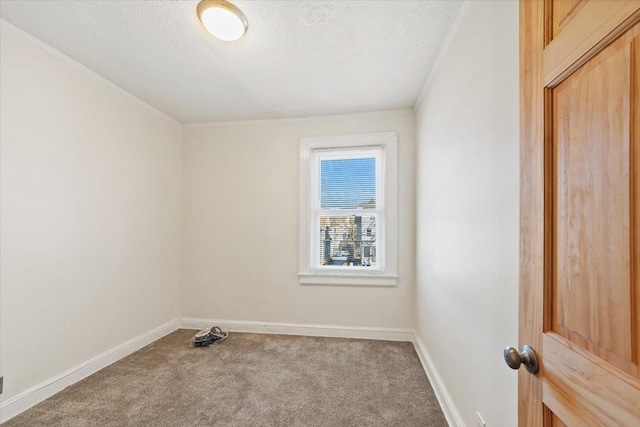 empty room with a textured ceiling and carpet floors